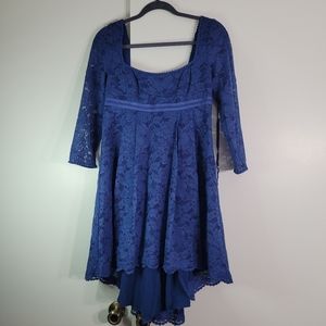 Free People Petit Trianon Three-Quarter-Length Blue Lace Dress NWT